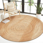 Savi Home Hand Woven Jute Braided Rug, 6' Round - Natural, Reversible Area Rugs for Living Room, Farmhouse, Kitchen, Handcrafted 6 Feet Round Area Rugs - Natural