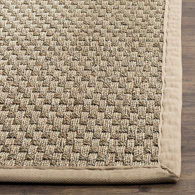 SAFAVIEH Area Rug 4x6 - Natural Fiber Collection - Natural & Beige, Seagrass, Basketweave Pattern with Border (NF114A)