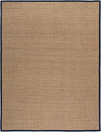 SAFAVIEH Area Rug 9x12 - Natural Fiber Collection - Large - Natural & Blue, Seagrass, Basketweave Pattern with Border (NF114E)