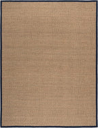 SAFAVIEH Area Rug 8x10 - Natural Fiber Collection - Large - Natural & Blue, Seagrass, Basketweave Pattern (NF114E)