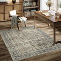 Vintage Area Rug 3x4 Brown Entryway Office Washable Carpet Non Slip Bedroom Indoor Living Room Door Mat Low Pile Traditional Distressed Retro Accent Rug for Dining Room Bathroom Kitchen