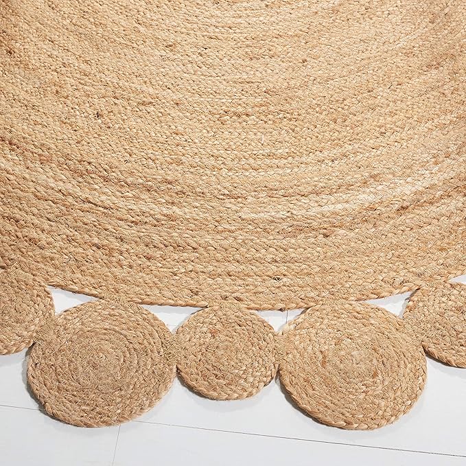 SAFAVIEH Natural Fiber Round Collection 10' Round Natural NFB307A Handmade Boho Country Charm Jute Area Rug