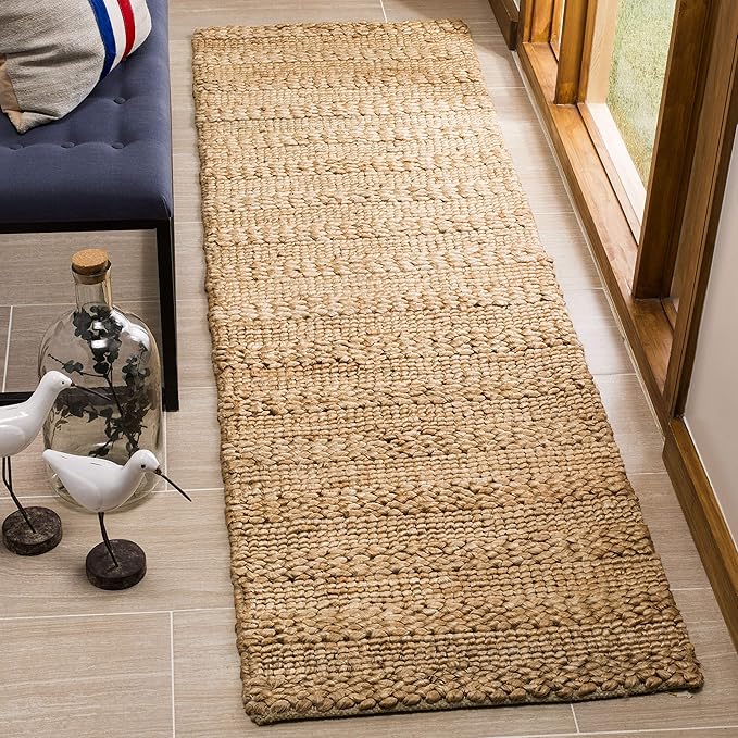 SAFAVIEH Natural Fiber Collection Runner Rug - 2'3" x 8', Natural, Handmade Jute, Braided Woven Design, Ideal for Living Room, Bedroom (NF212A)