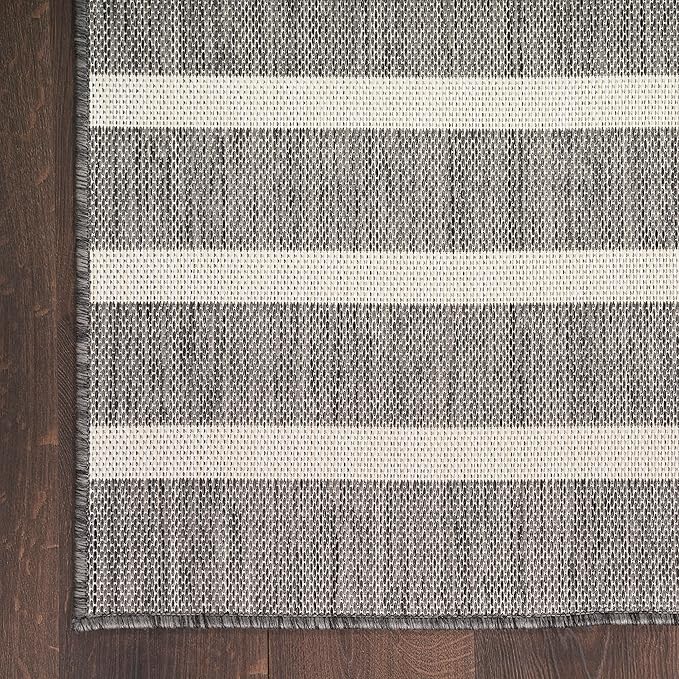 Nourison Home Positano Charcoal Ivory 2' x 6' Area Rug - Easy Clean, Non Shedding, Bed Room, Living Room, Dining Room, Kitchen (6' Runner)