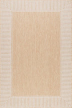 Nuloom Asha Tan/Ivory, 4' x 6', Casual, Striped Border, Soft and Cozy, High Traffic, Stain Resistant, Easy Clean, Durable Area Rug for Indoor/Outdoor Patio, Deck, Porch, Garden, Courtyard