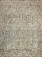 Loloi Amber Lewis Cambria Collection CBR-05 Aqua/Natural 2'-6" x 9'-6" Runner Rug Jute, Neutral, Vintage Style, Antique Tone, Living, Bedroom, Dining, Carpet