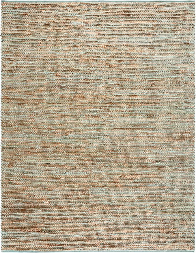 SAFAVIEH Area Rug 8x10 - Cape Cod Collection - Large - Turquoise & Natural, Handmade Jute & Cotton, Ideal for Living Room, Bedroom, Dining Space (CAP236K)