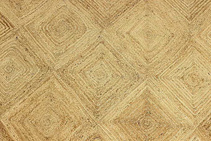 Premium Quality Jute Rug 2.6x4 Kilim Runner Rug Hand Braided Jute Geometric Pattern Beige Hand Woven Boho Flatweave Carpet Indoor Outdoor Rugs for Bedside Runner Kitchen, Entryway