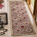 SAFAVIEH Cape Cod Collection Runner Rug - 2'3" x 6', Natural & Red, Handmade Flat Weave Diamond Braided Jute & Denim, Ideal for High Traffic Areas in Living Room, Bedroom (CAP354B)