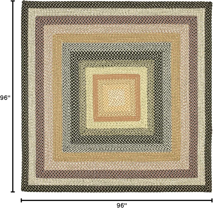 SAFAVIEH Washable Rug Outdoor Braided Collection - 8' Square, Multi, Handmade & Reversible, Non-Shedding & Easy to Clean, Ideal for Patio, Backyard, Mudroom (BRD308A)