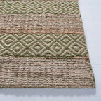 SAFAVIEH Natural Fiber Collection Area Rug - 6' x 9', Green & Natural, Handmade Boho Farmhouse Rustic Jute & Cotton, Ideal for High Traffic Areas in Living Room, Bedroom (NFB653Y)