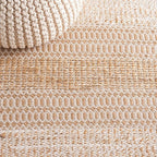 SAFAVIEH Natural Fiber Collection Area Rug - 6'6" Square, Ivory & Natural, Handmade Flat Weave Stripe Jute & Cotton, Ideal for High Traffic Areas in Living Room, Bedroom (NFB652A)