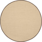 SAFAVIEH Area Rug 6' Round - Natural Fiber Collection - Maize & Brown, Sisal, Woven Design with Border (NF141C)