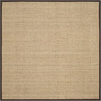 SAFAVIEH Area Rug 8' Square - Natural Fiber Collection - Natural & Dark Brown, Seagrass, Basketweave Pattern with Border (NF114K)