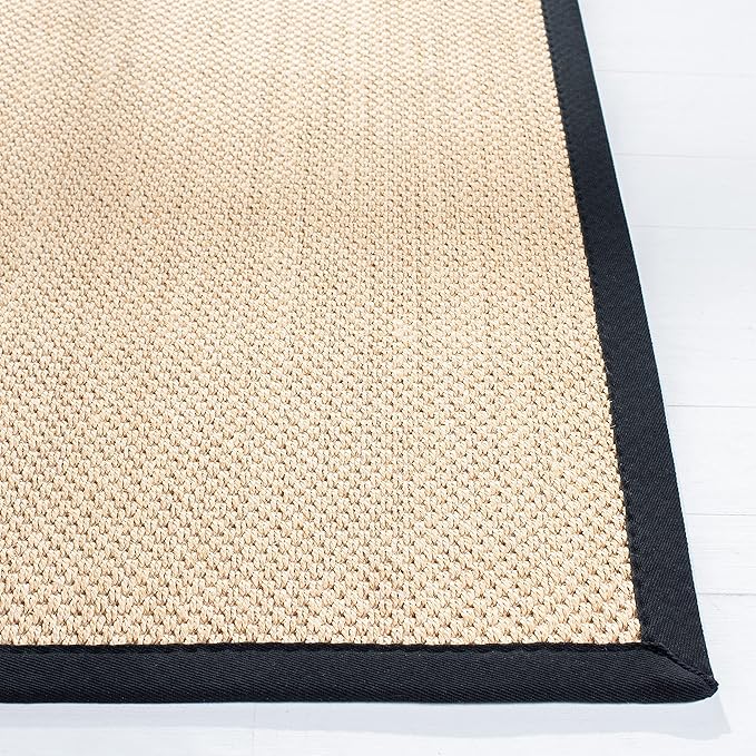 SAFAVIEH Area Rug 8x10 - Natural Fiber Collection - Large - Maize & Black, Sisal, Woven Design with Border (NF141A)