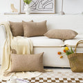 Home Brilliant Burlap Linen Pillow Covers Lumbar Oblong Cushion Cover Decorative 12x20 Throw Pillow Cover for Sofa, 30cm x 50cm, Set of 4, Natural Linen