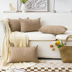 Home Brilliant Burlap Linen Pillow Covers Lumbar Oblong Cushion Cover Decorative 12x20 Throw Pillow Cover for Sofa, 30cm x 50cm, Set of 4, Natural Linen
