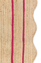 Wave Scalloped Natural Jute Rug Boho Jute Rug Entryway Runner Rug Farmhouse Scallop Rug, Dark Pink (9'x12')