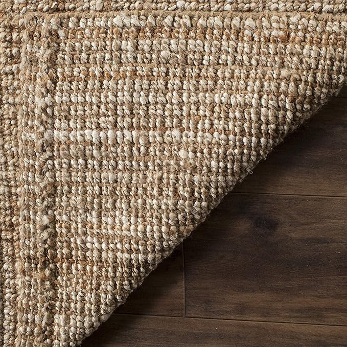 SAFAVIEH Natural Fiber Collection Runner Rug - 2'6" x 16', Natural & Ivory, Handmade Jute, Farmhouse Style, Chunky Textured Thick Pile (NF447N)