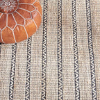 SAFAVIEH Natural Fiber Collection Area Rug - 10' x 14', Black & Natural, Handmade Flat Weave Stripe Jute & Cotton Jute, Ideal for High Traffic Areas in Living Room, Bedroom (NFB655Z)