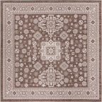 Rugs.com Outdoor Aztec Collection Rug – 10 Ft Square Brown Flatweave Rug Perfect for Living Rooms, Kitchens, Entryways