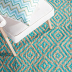 SAFAVIEH Area Rug 8x10 - Natural Fiber Collection - Large - Turquoise & Natural, Handmade Jute, Boho Style, Diamond Pattern, Ideal for Living Room, Bedroom, Dining Space (NF266C)