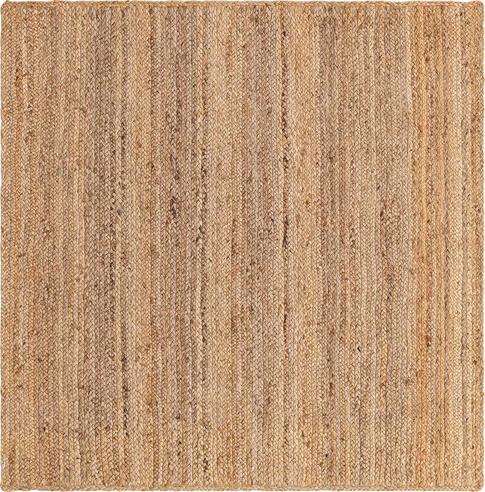 Unique Loom Braided Jute Collection Area Rug - Dhaka (5' 1" Square, Natural)