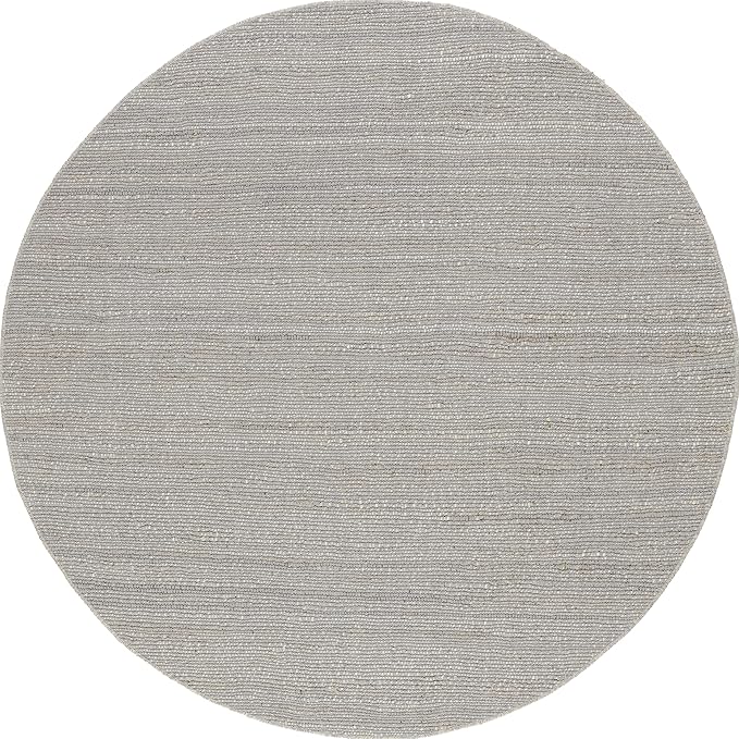 Nuloom Elfriede Handmade, Grey, 6' Round, Solid, Rustic, Jute, Soft and Textured, High Traffic, Stain Resistant, Easy Clean, Durable Area Rug for Bedroom, Living Room, Dining, Den, Foyer