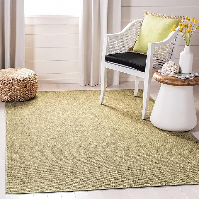 Martha Stewart x SAFAVIEH Area Rug Collection - 4' x 6', Green, Sisal & Jute, Farmhouse Style, Ideal for Living Room, Foyer, Bedroom, Accent Space (MSR9501Y)