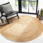 SAFAVIEH Natural Fiber Collection Area Rug - 3' Round, Natural, Handmade Boho Braided Jute, Ideal for High Traffic Areas in Living Room, Bedroom (NFB310A)