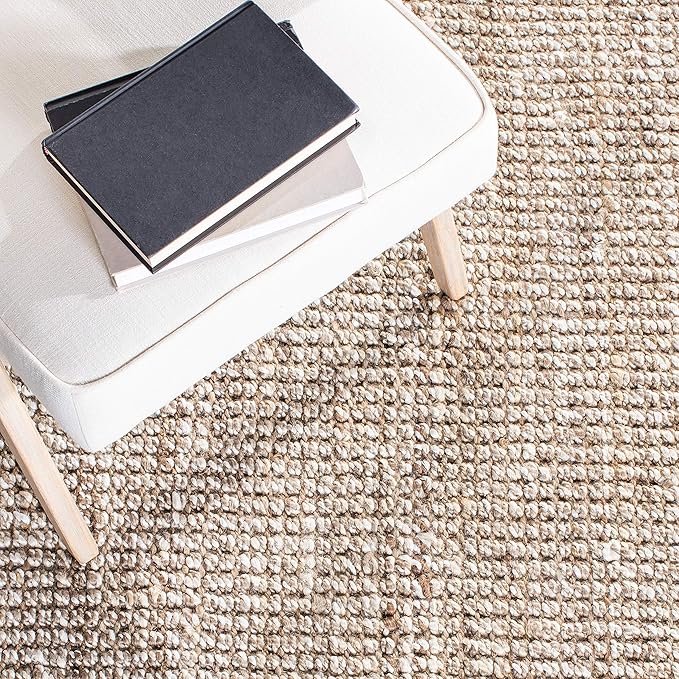 SAFAVIEH Natural Fiber Collection Accent Rug - 3' x 5', Grey & Beige, Handmade Woven Fringe Jute, Ideal for High Traffic Areas in Entryway, Living Room, Bedroom (NF825F)