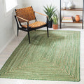 SAFAVIEH Area Rug 6x9 - Cape Cod Collection - Green & Natural Brown, Handmade Jute & Cotton, Woven Braided Design (CAP202Y)