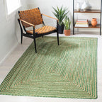 SAFAVIEH Area Rug 6x9 - Cape Cod Collection - Green & Natural Brown, Handmade Jute & Cotton, Woven Braided Design (CAP202Y)