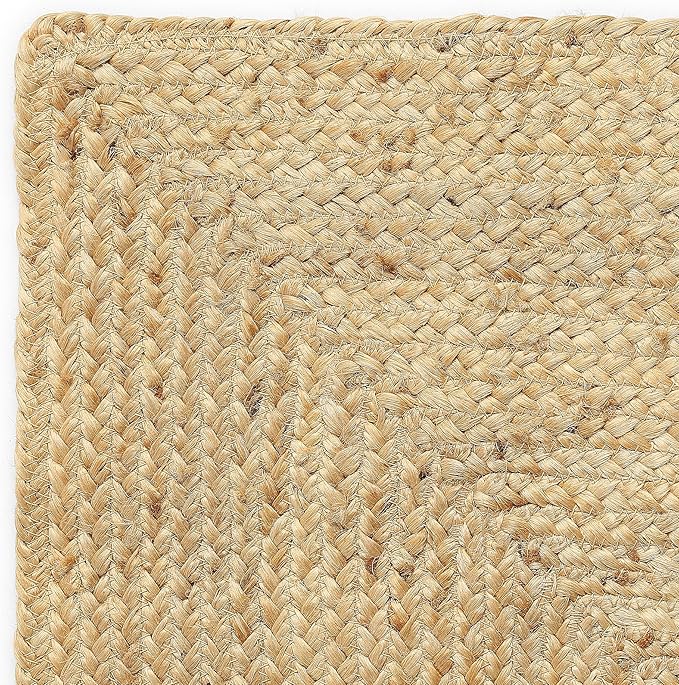 · REDEARTH · Rectangular Area Rug - 2'x3' Braided Natural Jute with Non-Skid Backing - Handwoven Boho Rug for Bedroom, Kitchen, Living Room - Aesthetic Home Decor - Durable Handmade Rug, Set of 2