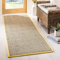 SAFAVIEH Natural Fiber Collection Runner Rug - 2'6" x 10', Natural & Gold, Seagrass, Basketweave Pattern with Border (NF114X)