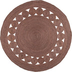 SAFAVIEH Area Rug 7' Round - Natural Fiber Collection - Brown, Handmade Jute, Boho Farmhouse Braided Design (NF364T)