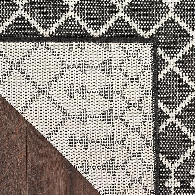 Nourison Home Positano Black 2' x 6' Area Rug - Easy Clean, Non Shedding, Bed Room, Living Room, Dining Room, Kitchen (6' Runner)