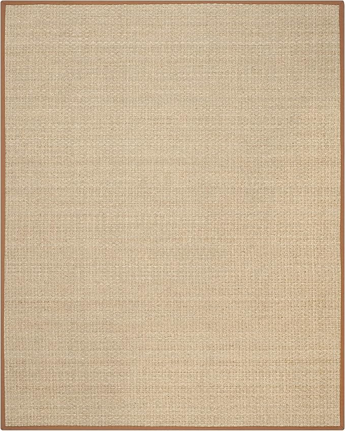 SAFAVIEH Area Rug 8x10 - Natural Fiber Collection - Large - Natural & Brown, Seagrass, Basketweave Pattern (NF114B)