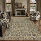 Area Rug 5x7 Brown Living Room Washable Vintage Carpet Non Slip Indoor Retro Traditional Accent Throw Large Rug for Office Kitchen Bedroom Dining Room