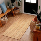 Jute Braided Runner Rug, Natural - 2x6 Feet, Farmhouse Hand Woven Coastal Runners for Hallways, Kitchen, Bedroom, Entry Door | Neutral Boho Beige Floor Carpet for Nursery, Balcony - 24x72 Inches