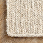 nuLOOM 4 Round Rigo Jute Hand Woven Area Rug, Off White, Solid Farmhouse Design, Natural Fiber, For Bedroom, Living Room, Dining Room, Hallway, Office, Kitchen, Entryway
