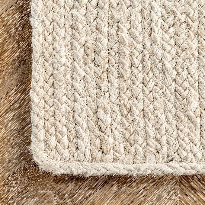 nuLOOM Oval 2x4 Rigo Jute Hand Woven Area Rug, Off White, Solid Farmhouse Design, Natural Fiber, For Bedroom, Living Room, Dining Room, Hallway, Office, Kitchen, Entryway