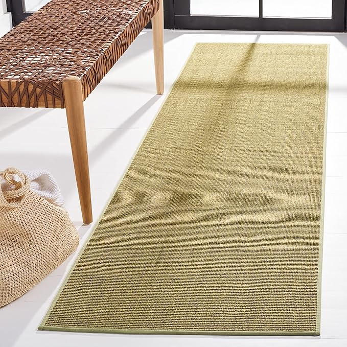 Martha Stewart x SAFAVIEH Area Rug Collection - 2'3" x 12' Runner, Green, Sisal & Jute, Farmhouse Style, Ideal for Living Room, Foyer, Bedroom, Hallway (MSR9501Y)