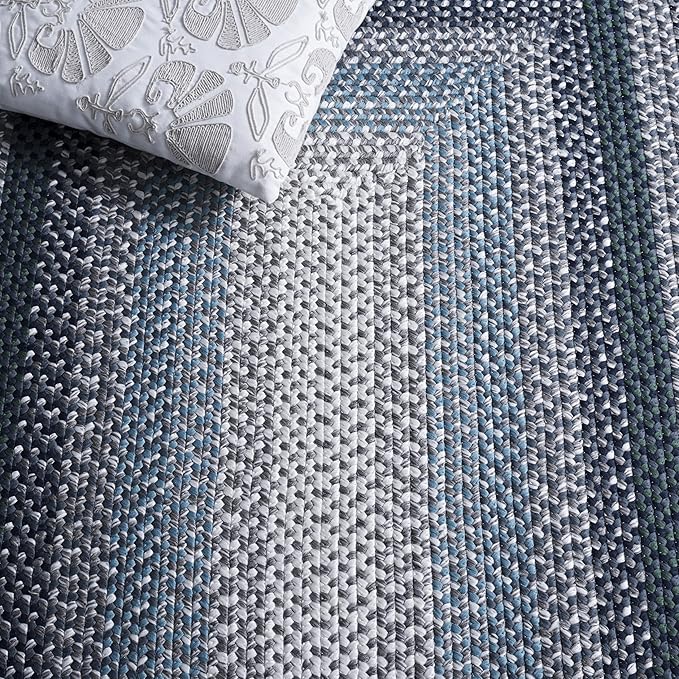 SAFAVIEH Washable Rug Outdoor Braided Collection - 2'3" x 8' Runner, Teal & Multi, Handmade & Reversible, Non-Shedding & Easy to Clean, Ideal for Patio, Backyard, Mudroom (BRD308J)