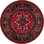 SAFAVIEH Vintage Hamadan Collection Area Rug - 8' Round, Red & Multi, Traditional Persian Design, Non-Shedding & Easy to Clean, Ideal for Living Room, Bedroom, Dining Space (VTH211A)