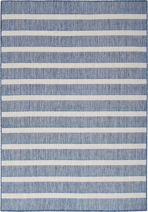 Nourison Home Positano Navy Ivory 7' x 10' Area Rug - Easy Clean, Non Shedding, Bed Room, Living Room, Dining Room, Kitchen (7' x 10')