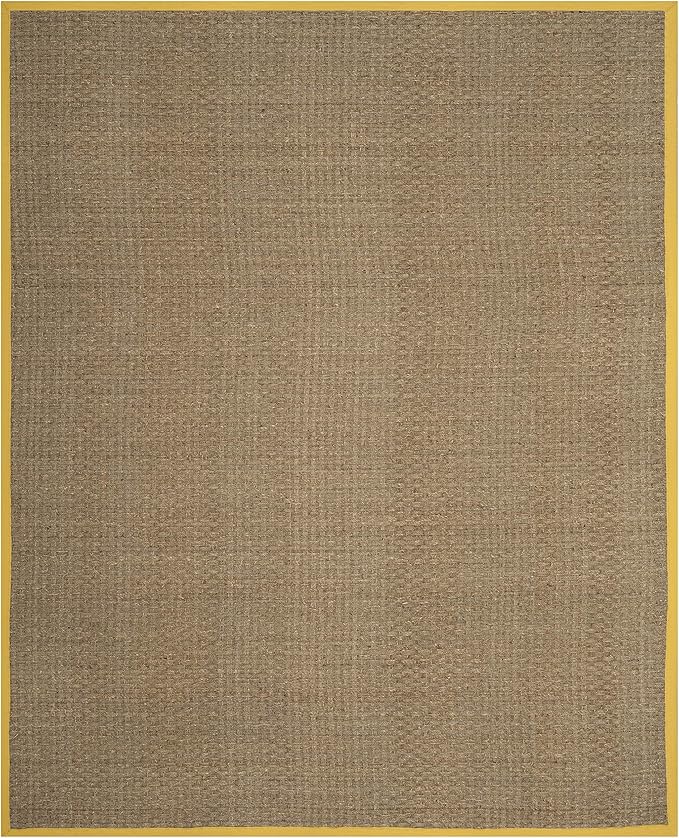 SAFAVIEH Area Rug 8x10 - Natural Fiber Collection - Large - Natural & Gold, Seagrass, Basketweave Pattern (NF114X)