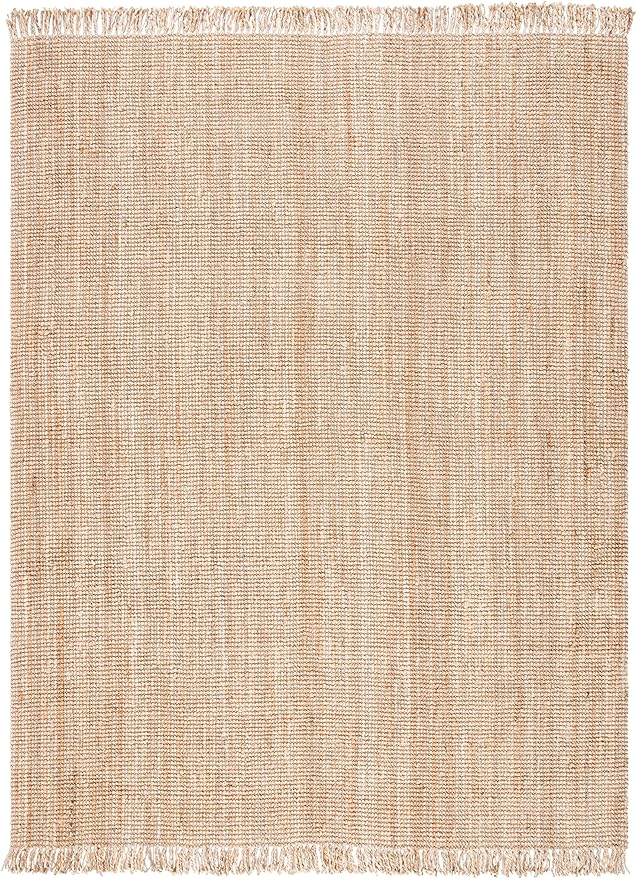 SAFAVIEH Natural Fiber Collection Area Rug - 10' x 14', Natural, Handmade Woven Fringe Jute, Ideal for High Traffic Areas in Living Room, Bedroom (NF809A)