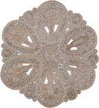 SAFAVIEH Area Rug 5' Round - Natural Fiber Collection - Grey, Handmade Jute, Decorative Boho Floral Design (NF360C)
