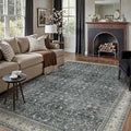 HUGEAR Area Rug 8x10 Vintage Black Machine Washable Living Room Rugs Distressed Retro Floral Vacuumable Low Pile Carpet Bedroom Office Dining Room Laundry Room Non Slip Soft Lightweight